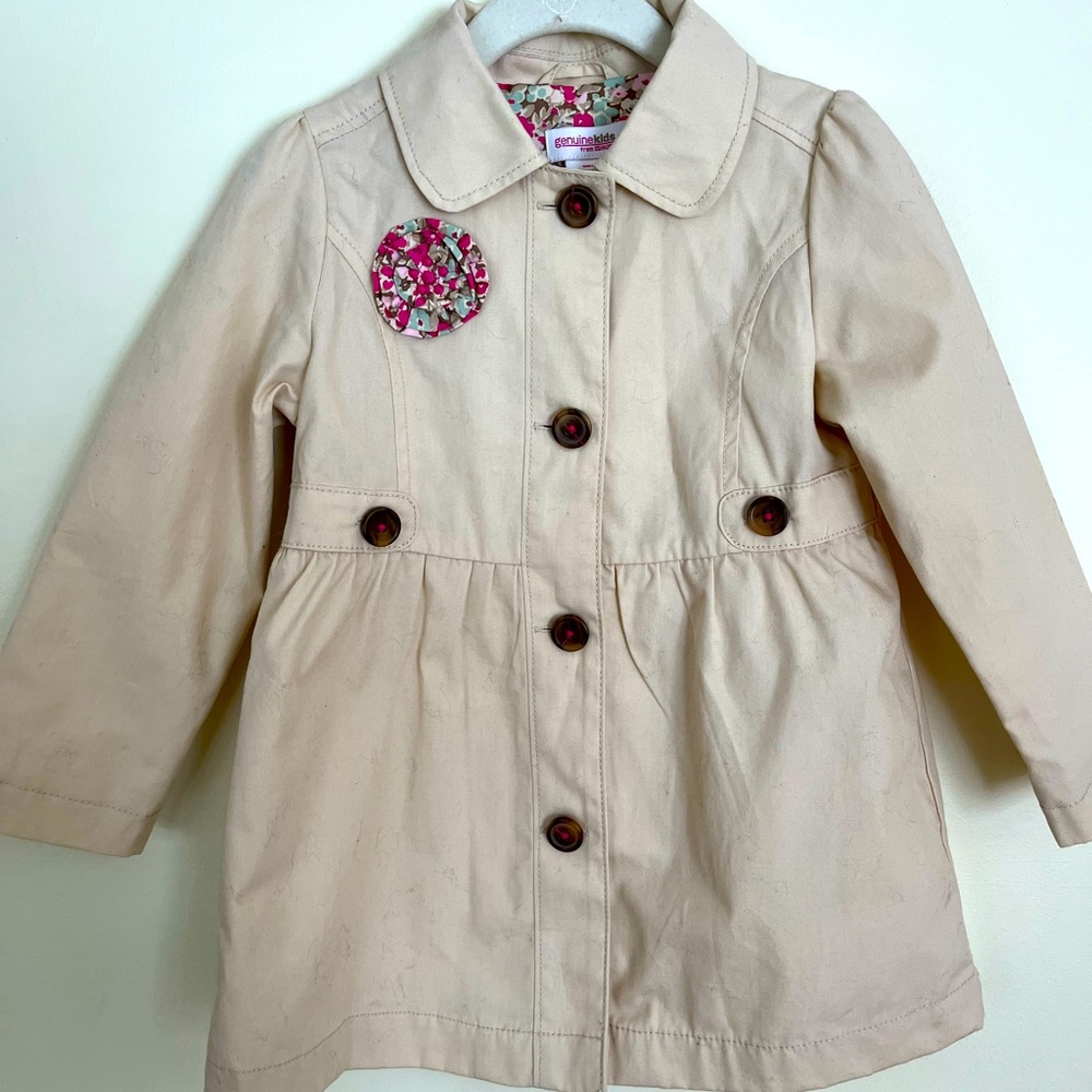 Genuine Kids from Oshkosh Girl’s jacket with floral appliqué dress coat 4T
